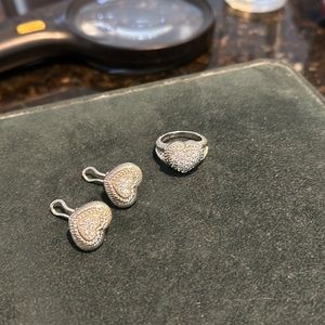 Judith Ripka Heart Ring and matching clip on earrings.
